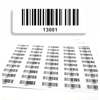 Imagen de etiquetas con código de barras 13001 14000, 5 dígitos, 1000 unidades 50 x 17 mm, inventario preimpresos, autoadhesivas, fabricado en Alemania