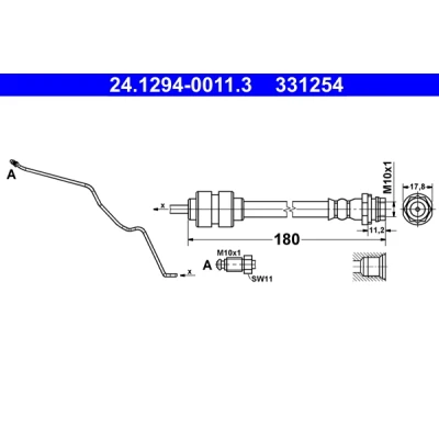 Imagen de ATE 24.1294 0011.3 Latiguillos de Freno 180 M10x1 FORD: MONDEO 4