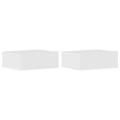 Imagen de vidaXL 2X Mesitas Noche Flotantes Contrachapada Hogar Decoración Diseño Sencillo Elegantes Funcionales Prácticos Compactos Blanco Brillante 40x31x27cm