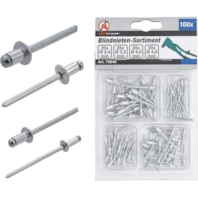 Imagen de BGS Diy 75846 Surtido de remaches ciegos Ø 2,4 4,8 mm 100 piezas