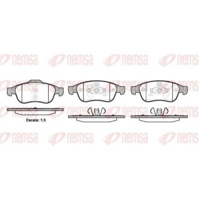Imagen de REMSA 1248.10 Juego de pastillas freno Eje delantero con lámina adhesiva accesorios, muelle RENAULT: MEGANE 3 Coupe,