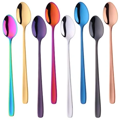 Imagen de Do Buy 8 Colores Cucharas de Acero Inoxidable Bar Que Agita El Cóctel para Mezclar Cuchara Mango Largo Juego Cucharitas Té Helado