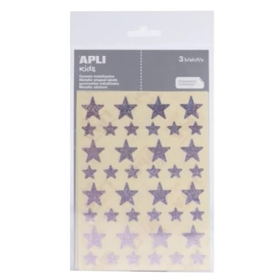 Imagen de APLI Kids 12055 Bolsa de pegatinas estrella holográficas, color rosa 3 hojas