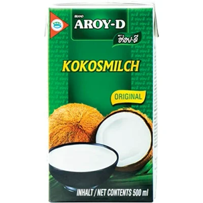 Imagen de Aroy D, Leche de coco, marca líder, la más usada por chefs. 17 19% MG. 24 x 500 ml en brick (Total: 12 L)