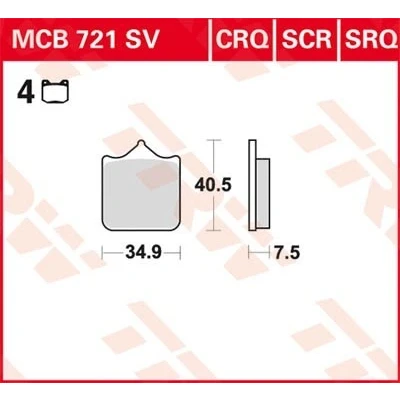 Imagen de TRW Hyper Carbon Racing MCB721CRQ Juego de pastillas freno