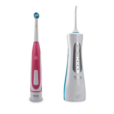 Imagen de TM Electron TMBH027KITP Kit de irrigador bucal portátil con batería litio recargable por USB y cepillo eléctrico, color rosa