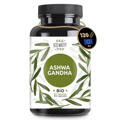 Imagen de Ashwagandha Ecológica BIO 120 Capsulas De Alta Potencia. Veganas, 100% Natural Y Pura. Sin Aditivos Bienestar Mental Físico, Antiestrés. Suplemento Adaptogeno La India. Dosis Max 1125Mg