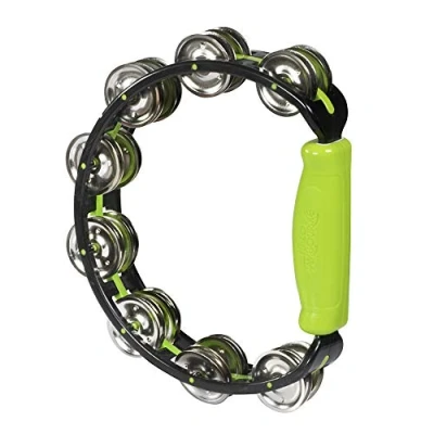 Imagen de Halilit Hi Lo Tambourine. High end Half Moon Shape Cutaway Hand Percussion Musical Instrument. Percussionists of All Levels. Teens &amp; Adults (Green)