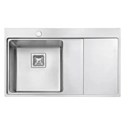 Imagen de JASSFERRY Fregadero de cocina un seno, Acero Inoxidable, escurridor a mano derecha, con colador residuos