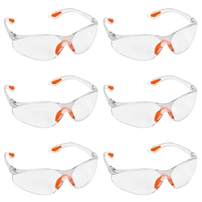 Imagen de Kurtzy Pack 6 Gafas de Seguridad con Lentes Transparentes Plaquetas Nasales y Patillas Goma para un Ajuste Cómodo Equipo Protector Personal Resistente a Arañazos PPE