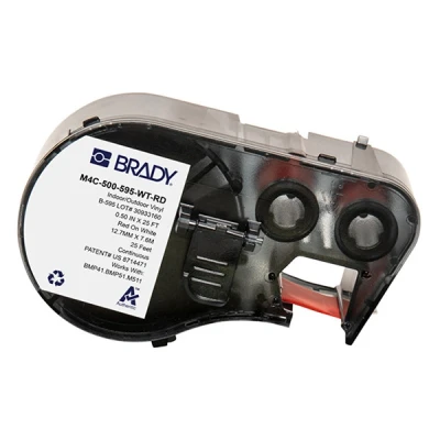 Imagen de M410 Brady M4C 500 595 WT RD cinta de vinilo rojo sobre blanco 12,7 mm x 7,62 m