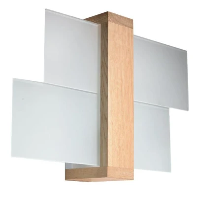 Imagen de SOLLUX lighting Feniks 1 Aplique Elegante Carcasa De Madera + Combinación Pantalla Vidrio Bombilla Reemplazable E27, x 60 W Natural, 43 12 30 cm
