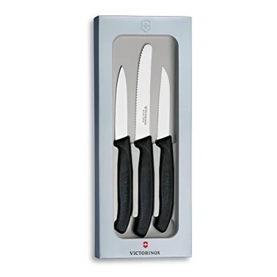Imagen de Victorinox Juego de Cuchillos para Verduras Swissclassic, 3 Piezas, Negro, Caja Regalo