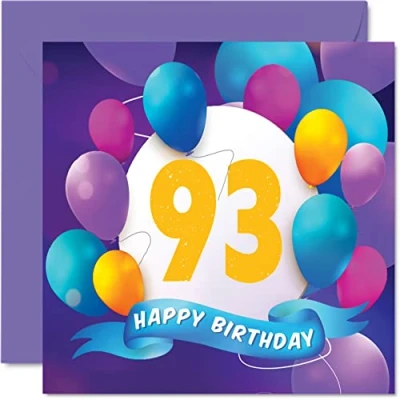 Imagen de Tarjeta de cumpleaños número 93 para hombres y mujeres, fiesta globos, tarjetas feliz hombre años, mujer, bisabuelo, abuelo, abuela,