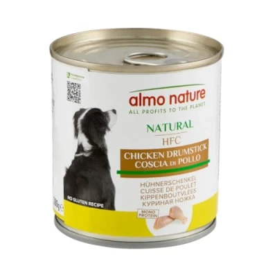 Imagen de almo nature Comida Húmeda para Perros Natural Muslo de Pollo (12 latas x 280 g). Alimento Monoproteíco Enlatado HFC Cuisine. Snack Complementario sin Gluten.