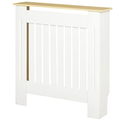 Imagen de HOMCOM Cubre Radiador 78x19x83 cm Cubierta de MDF con Dispositivo Antivuelco Diseño Moderno para Sala Estar Dormitorio Blanco