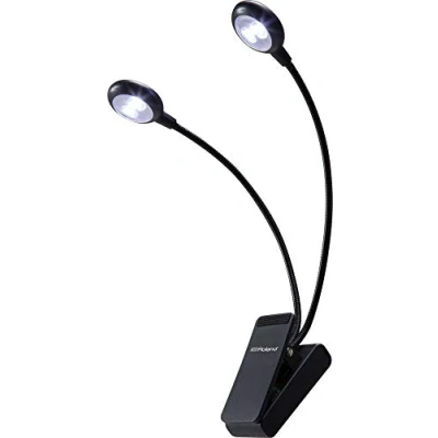 Imagen de Lámpara LED doble de Roland con pinza y luz blanca fría, 4 bombillas LCL 15C