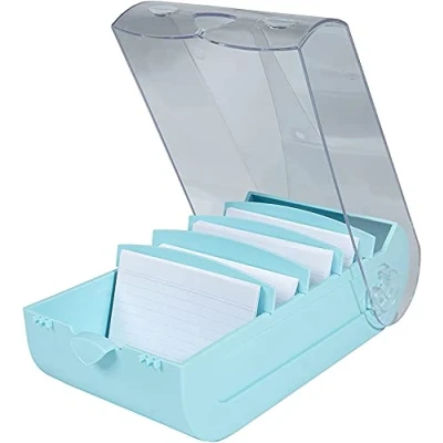 Imagen de Exacompta Ref. 5346323D BUNNYBOX A7 1 caja de aprendizaje (25 x 13,2 8,5 cm), color verde pastel/cristal, capacidad hasta 600 tarjetas en formato