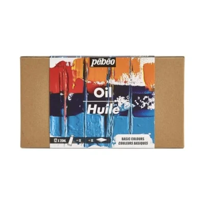 Imagen de PEBEO Óleo Studio XL Set 12 Tubos 20 Ml Colores Básicos + Accesorios Kit de Pintura al para Artista y Principiante Pinceles Espátula Cartulina Intensos