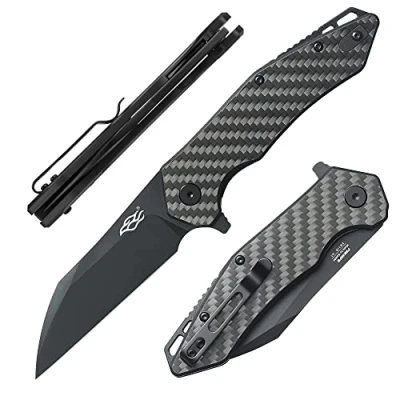 Imagen de Firebird GANZO FH31B CF Cuchillo Plegable de Bolsillo Noir Hoja Acero D2 85 mm G10 Mango Antideslizante con Clip Camping Caza Pesca al Aire Libre 113g (Fibra carbon)