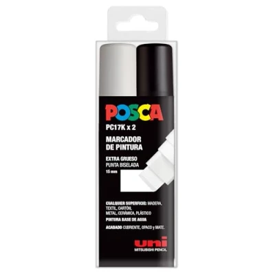 Imagen de Posca Uni Ball Estuche 2 rotuladores PC17K Punta Bisel 15mm