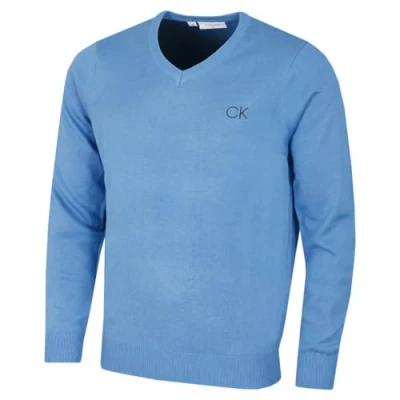 Imagen de Calvin Klein Golf Hombre con Cuello en V Tour Suéter Azul Marl XXL