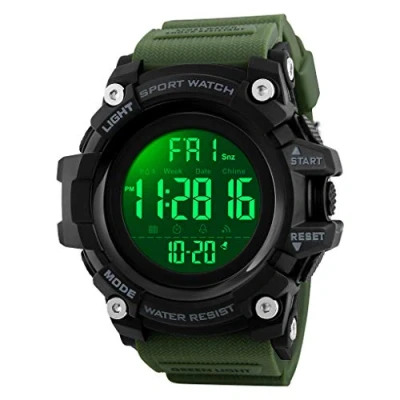 Imagen de TONSHEN Hombre Digital Deportivo Reloj de Pulsera LED Electrónica Doble Tiempo Alarma Outdoor Militares Plastico Relojes 50M Impermeable (Verde)