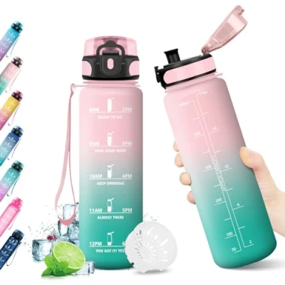 Imagen de KollyKolla Botella Agua Niños 500ml, Deporte, Cantimplora Infantil, Prueba de Fugas, Reutilizable, sin BPA, Garrafa para Niños, Colegio, Camping, Oficina, Bicicleta