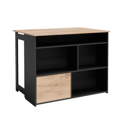 Imagen de Vicco Mesa de Bar Dominic, Roble Dorado/Antracita, 116 x 37 cm 4X Compartimentos Abiertos y 1x Puerta