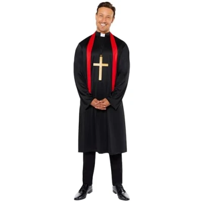 Imagen de amscan 9918334 Traje de vicar para hombre y bufanda adultos, talla mediana