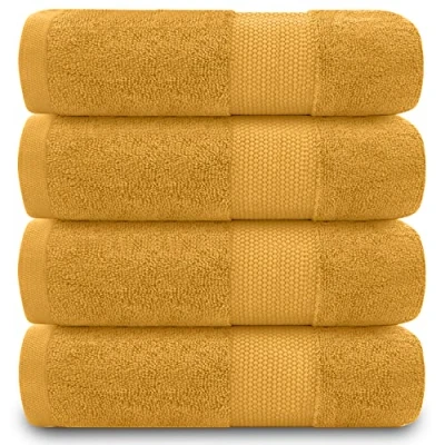 Imagen de GC GAVENO CAVAILIA Toallas de baño 700 g/m², Paquete 2 Grandes, Juego algodón Egipcio, Secado rápido, Tacto Suave, Ocre, 90 x 140 cm