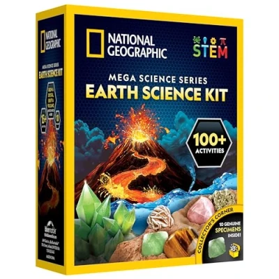 Imagen de National Geographic Kit de Ciencia para Niños Juguete CTIM con Más 15 Actividades y Experimentos Cultivo Cristales, Juego Volcán, 2 Sets Excavación 10 Piedras Naturales