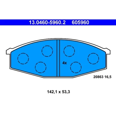 Imagen de ATE 13.0460 5960.2 Juego de pastillas freno no preparado para indicador desgaste, excl. contacto avisador desgaste NISSAN: Patrol GR 5 SUV