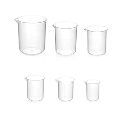 Imagen de QWORK® 6 Piezas Jarra Medidora Plastico Transparentes, Vaso Graduado 50ml 100ml 150ml 200ml 250ml 500ml para Cocina Laboratorio