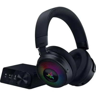 Imagen de Razer Kraken V4 Pro Auriculares inalámbricos para Juegos con Centro de Control Háptica Sensa HD (Controladores Triforce 40mm, HyperSpeed &amp; Bluetooth, THX Spatial Audio) Negro