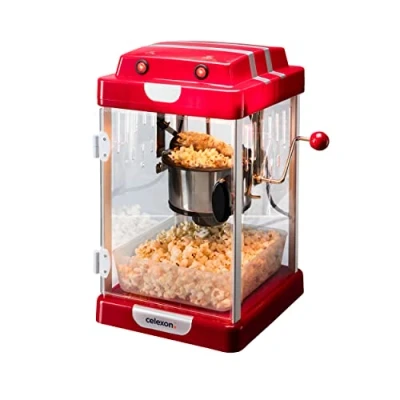 Imagen de celexon máquina de Palomitas maíz con Caldera Acero Inoxidable y un agitador Integrado CinePop CP1000 24,5 x 28 43cm Rojo/Retro/Cine