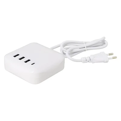 Imagen de Cargador De Red Edenwood 40w 3 Usbs + 1 Usb Tipo C Blanco