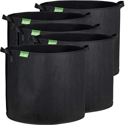 Imagen de GardenMate 5X 95L Bolsas de Tela no Tejida para Plantas Altura 42 cm Ø 53,3 Blackline