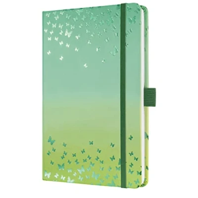 Imagen de SIGEL JN347 Jolie Libreta Butterfly Confetti Lime rayado 13,5 x 20,3 cm hardcover 174 páginas verde