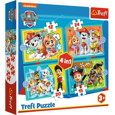 Imagen de Trefl Das lustige Team Von Paw Patrol 12 a 24 Piezas, 4 Conjuntos, para niños Partir de 3 años Puzzle, Color Feliz Equipo, Patrulla Canina