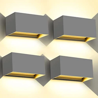Imagen de Kingwen 20w Aplique de Pared Exterior 3000K 4 piezas Lampara LED Rectangular Luz Gris Interior Ángulo haz Regulable IP65.