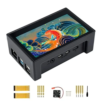 Imagen de Waveshare Pantalla LCD DSI de 4.3 Pulgadas con Estuche para Raspberry Pi 4B, Monitor Táctil Capacitiva 800x480 IPS Pantalla, Compatible Raspbian/Ubuntu/Kali / WIN10 IoT