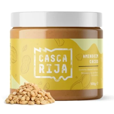 Imagen de CASCA RIJA: Crema de Cacahuete Crujiente 500g 99,8% Cacahuetes Tostados + 0,01% Canela Molida Jengibre en Polvo 100% Natural Con Trozos Tostados, Vegan