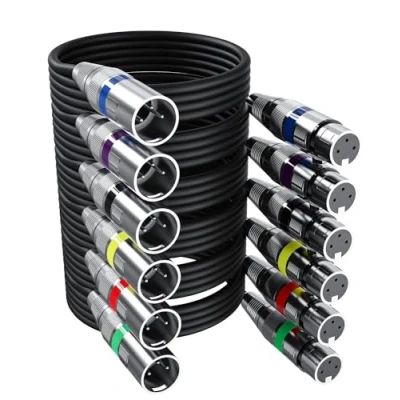Imagen de 6Pack 3M Cable XLR de micrófono,Cable balanceado 3 pines macho a hembra micrófono multicolor DMX conexión