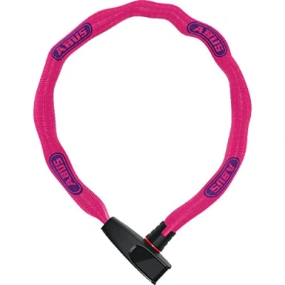 Imagen de ABUS Antirrobo de Cadena Catena 6806K bicicleta ligero acero endurecido con tubo textil moda cuadrada nivel seguridad 6 85 cm Rosa