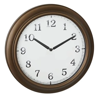 Imagen de TFA Dostmann 60.3066.53 XL Reloj de Pared analógico diseño Retro Metal con Cubierta Cristal, latón, 387 x 52 mm