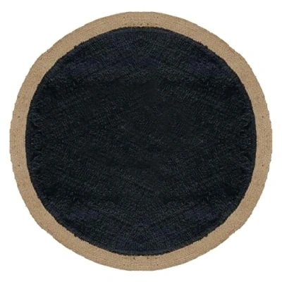 Imagen de Atout Ciel Alfombra Redonda de Yute y Algodón, D. 120 cm, Negro