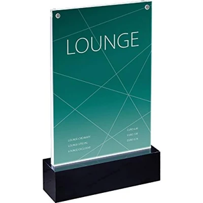Imagen de SIGEL TA422 Soporte de sobremesa con LED para A5, presentación a dos caras, iluminación, transparente/negro, Acrílico