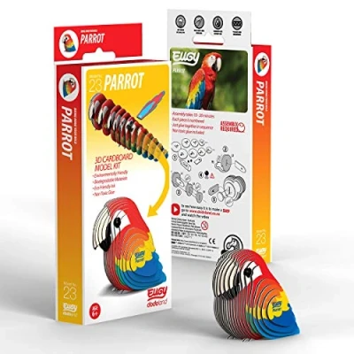 Imagen de EUGY 650023 Puzle de animales loro 3D para niños y adultos montar, figura animal DIY, juego manualidades a partir 6 años, Parrot Colors