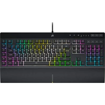 Imagen de CORSAIR K55 RGB PRO XT Membrana Teclado para juegos con cable, IP42, resistente al polvo y a derrames, 6 teclas macro integración Elgato, compatible iCUE, QWERTY UK, PC, Mac, Xbox, color negro